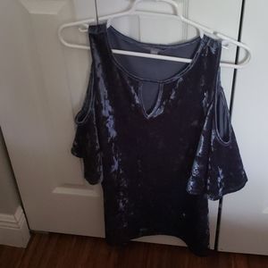 3/$20 Valerie Stevens Velour Cold Shoulder Top